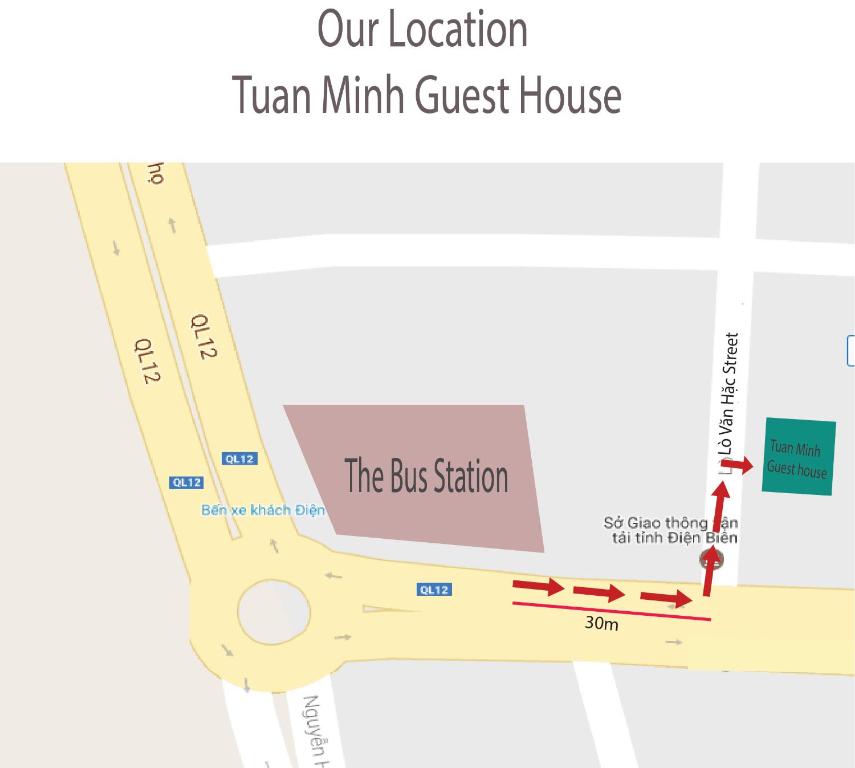 a map of the millenium guest house at Tuan Minh Guest House in Diện Biên Phủ