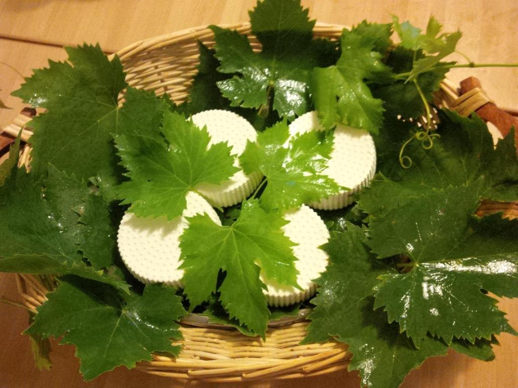 a basket filled with green plants and white cupcakes at Agriturismo San Giusto in Montiano