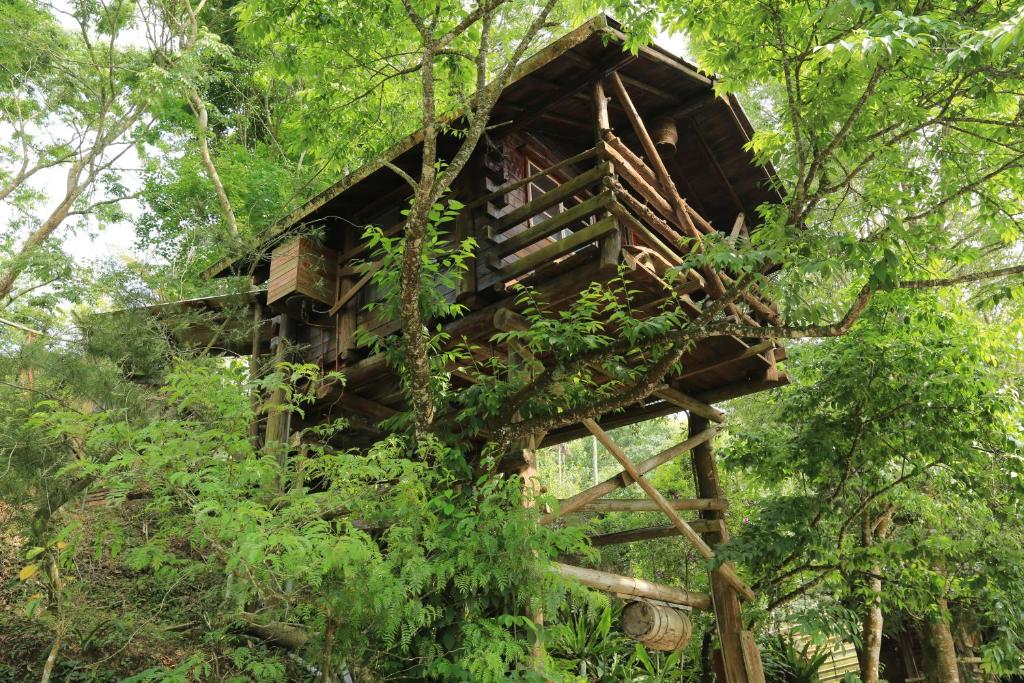 a tree house in the middle of the forest at lai Home Country Cottage B&B in Meishan