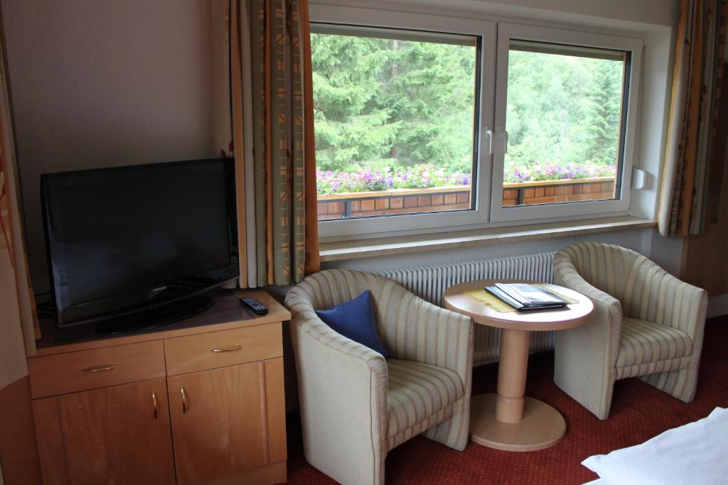 TV a/nebo společenská místnost v ubytování Hotel Garni Waldhof - Wohlfühlen am Lech