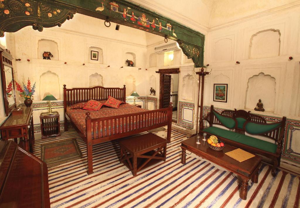 Posezení v ubytování Hotel Mandawa Haveli
