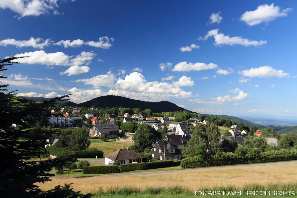 a small town in the mountains with houses at Gîte à La Montagne in Labaroche