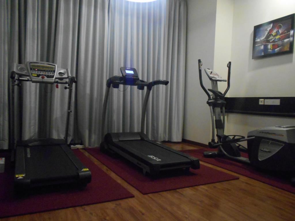 Fitness centrum a/nebo fitness zařízení v ubytování E Hotel
