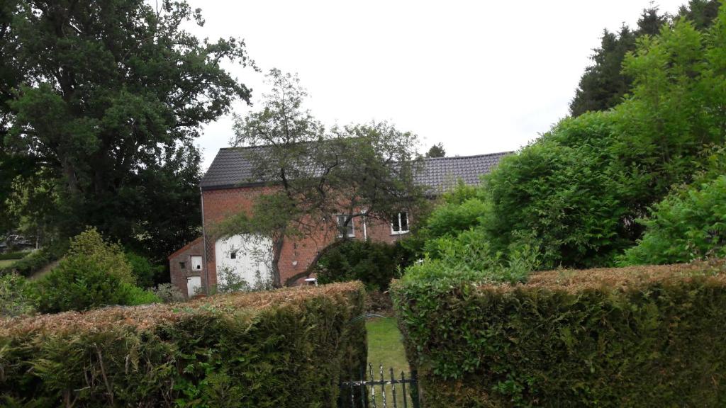 une maison en briques au milieu d'un jardin dans l'établissement Fermette Ardennaise typique, à Wanlin