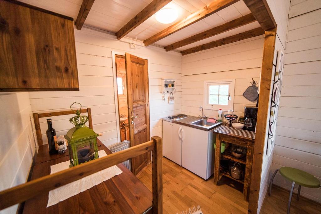 Kuchyň nebo kuchyňský kout v ubytování Geysir Hestar