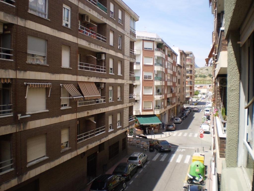 a view of a city street from a building at Apartamento Cardenal Cisneros in Gandía