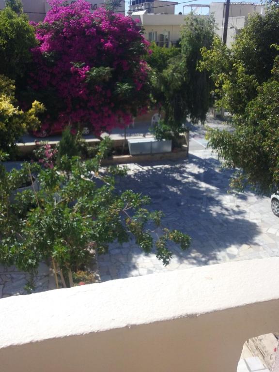 a view of a garden with trees and flowers at Villa Sylvia in Matala