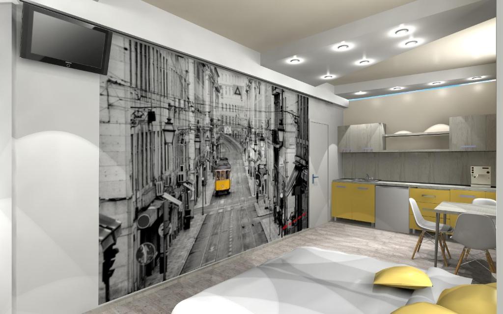 A kitchen or kitchenette at Kálvin Vendégszobák