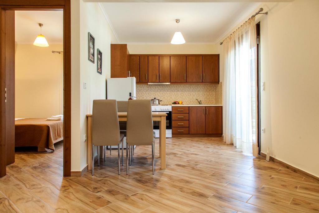 Kuchyň nebo kuchyňský kout v ubytování Kavadias Apartments