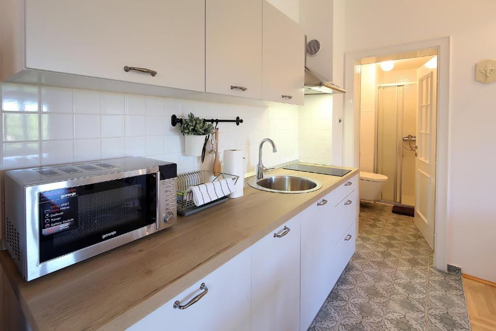Kuchyň nebo kuchyňský kout v ubytování Apartments Papalinna By Moro
