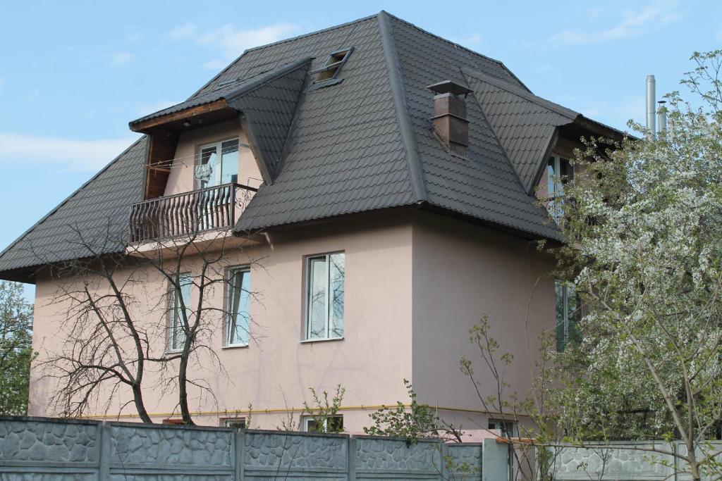 キーウにあるHostel Teremokの黒屋根の家