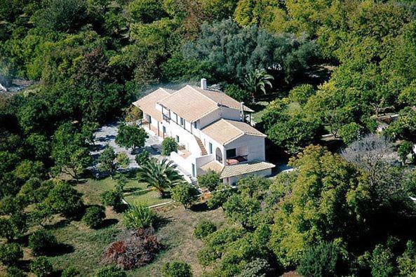 an aerial view of a large house in the forest at Inglessata Rose in Svoronata