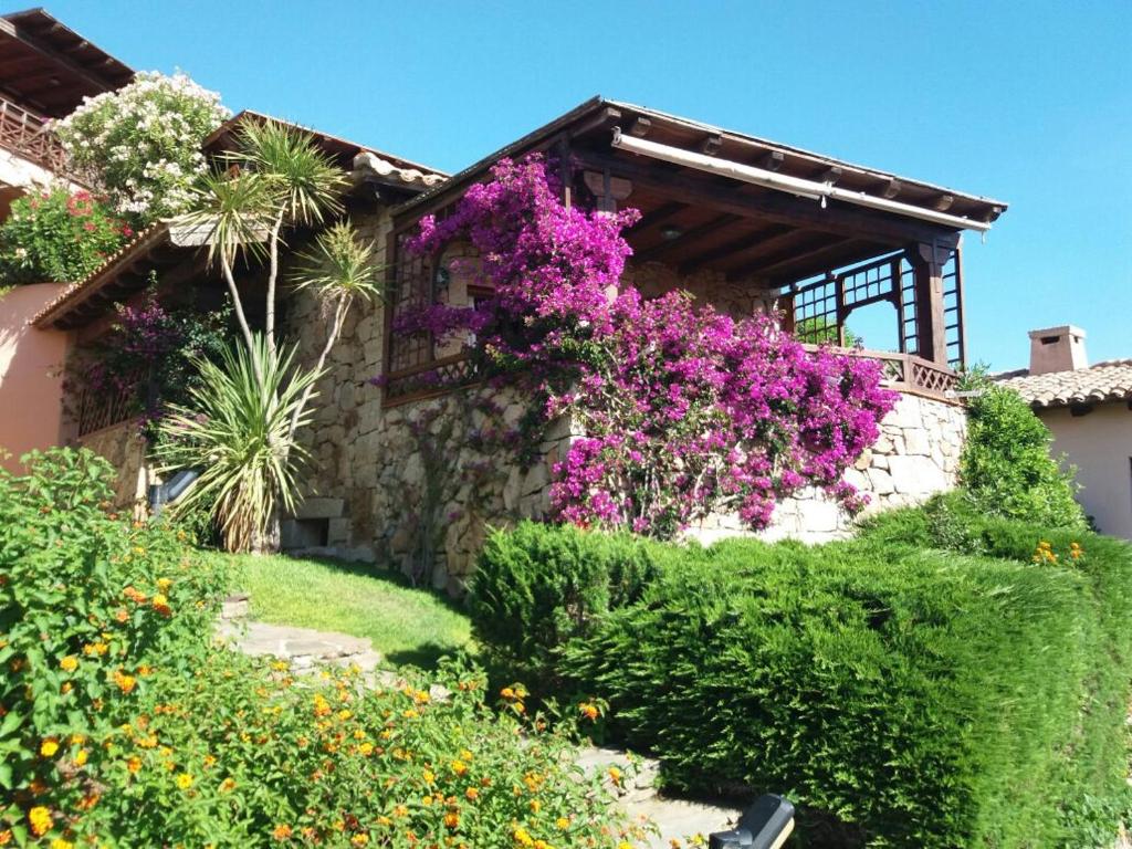 プンタルディアにあるPuntaldia Apartment Sea Viewの紫の花の家