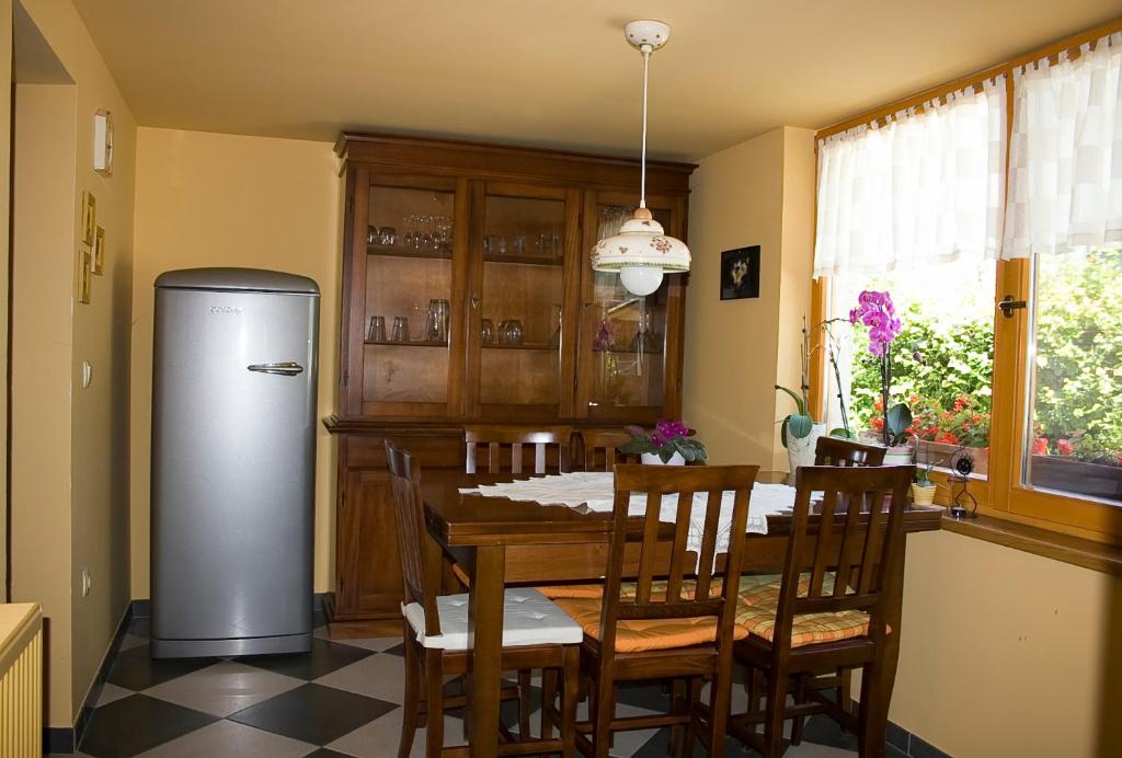 Kuchyň nebo kuchyňský kout v ubytování Apartma Obrh