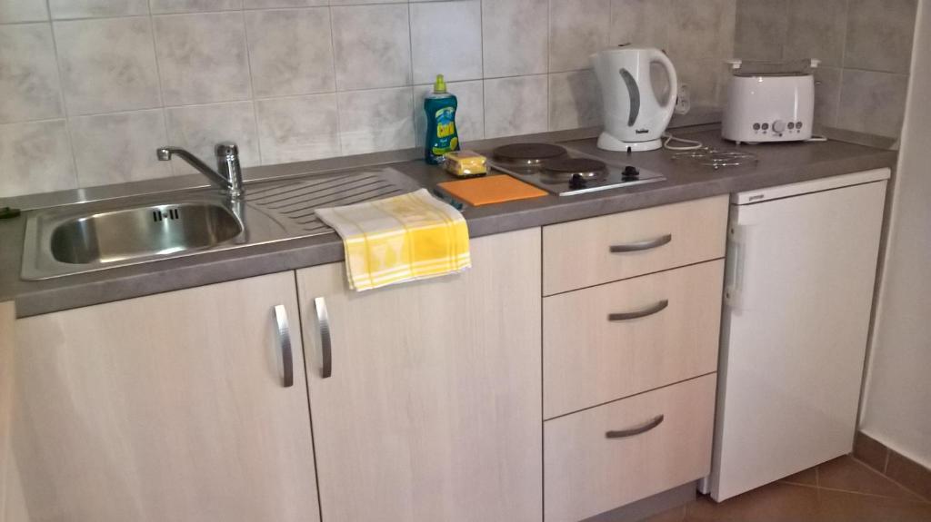 Kuchyň nebo kuchyňský kout v ubytování Apartments Krušvina