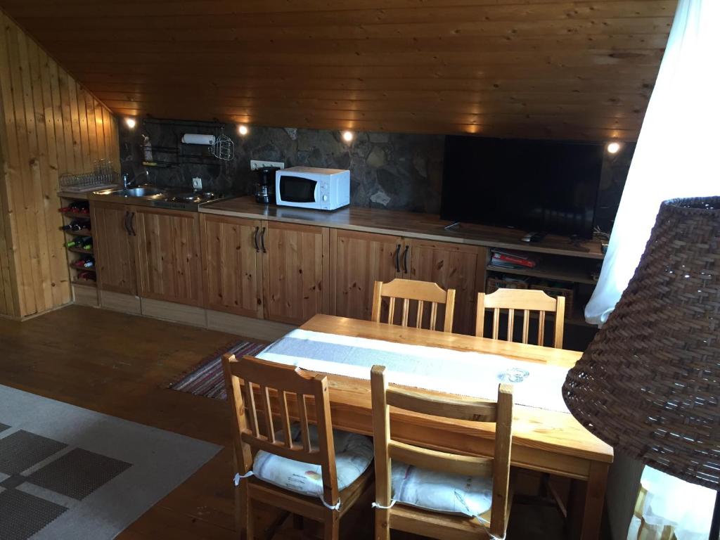 Kuchyň nebo kuchyňský kout v ubytování Apartments Huty