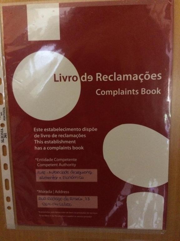 a box of linyo de rearmaments complaints book at Ericeira Surf and Sun in Ericeira
