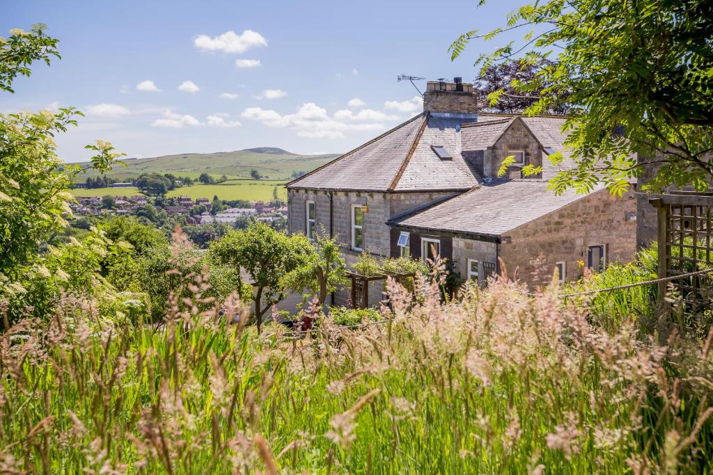 una casa vieja en medio de un campo de hierba en Little Heatherlea en Rothbury