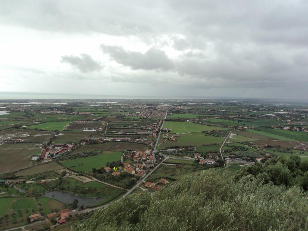 an aerial view of a city with a river and fields at B&B Villa Filomena in Capaccio-Paestum