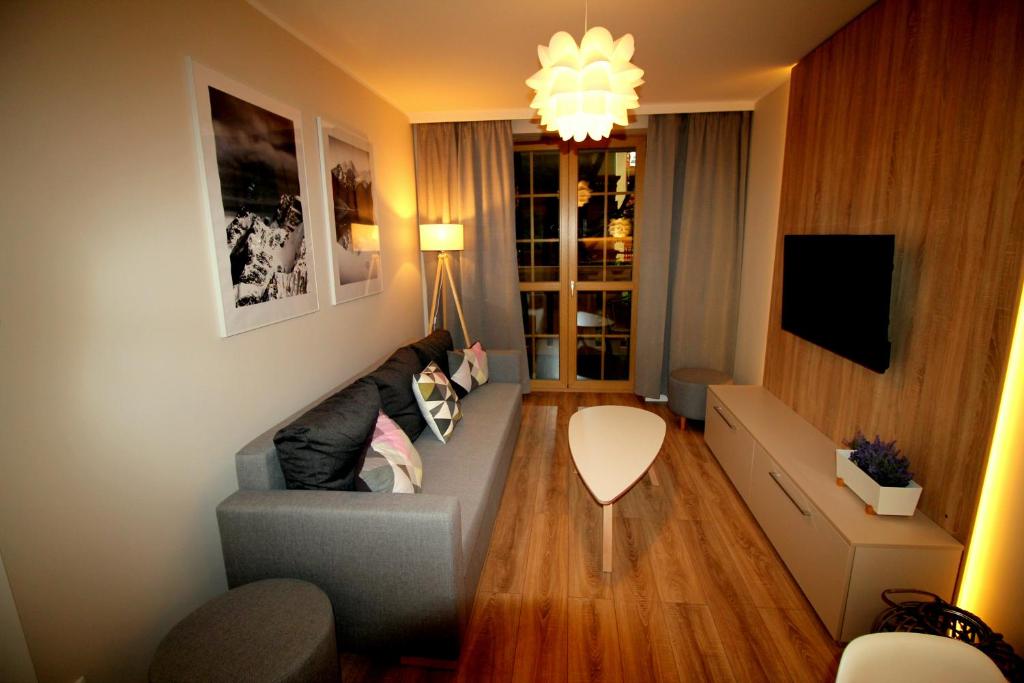 Televízia a/alebo spoločenská miestnosť v ubytovaní Apartamenty Podgorze