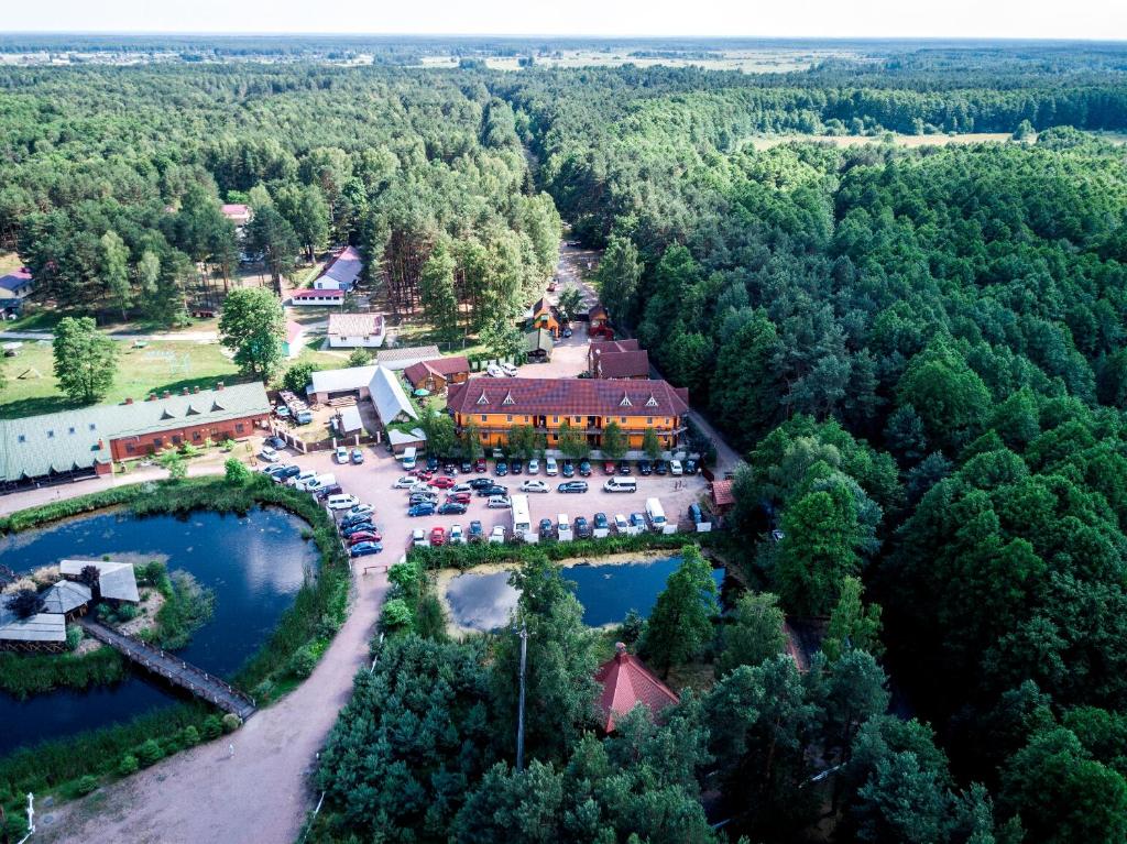 an aerial view of the inn on the lake at Galicky Dvir Hotel in Svityazʼ