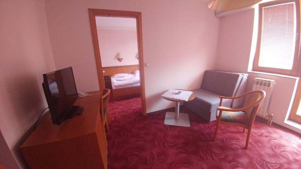 TV a/nebo společenská místnost v ubytování Hotel Delminium