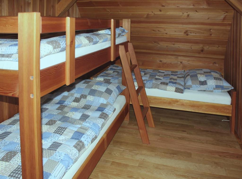Postel nebo postele na pokoji v ubytování Apartmán ve Skanzenu