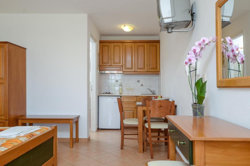 Kuchyň nebo kuchyňský kout v ubytování Agnadi Hotel