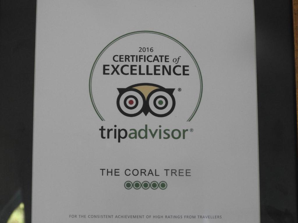 Certifikát, hodnocení, plakát nebo jiný dokument vystavený v ubytování The Coral Tree Boutique Homestay