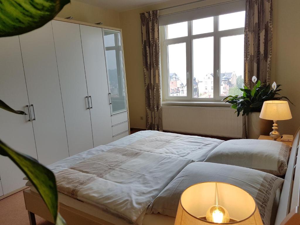 Letto o letti in una camera di Villa Weitblick