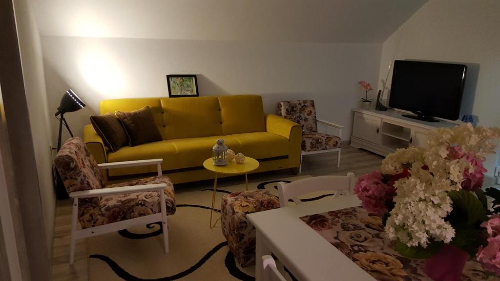 Televízia a/alebo spoločenská miestnosť v ubytovaní Apartment Kalimero