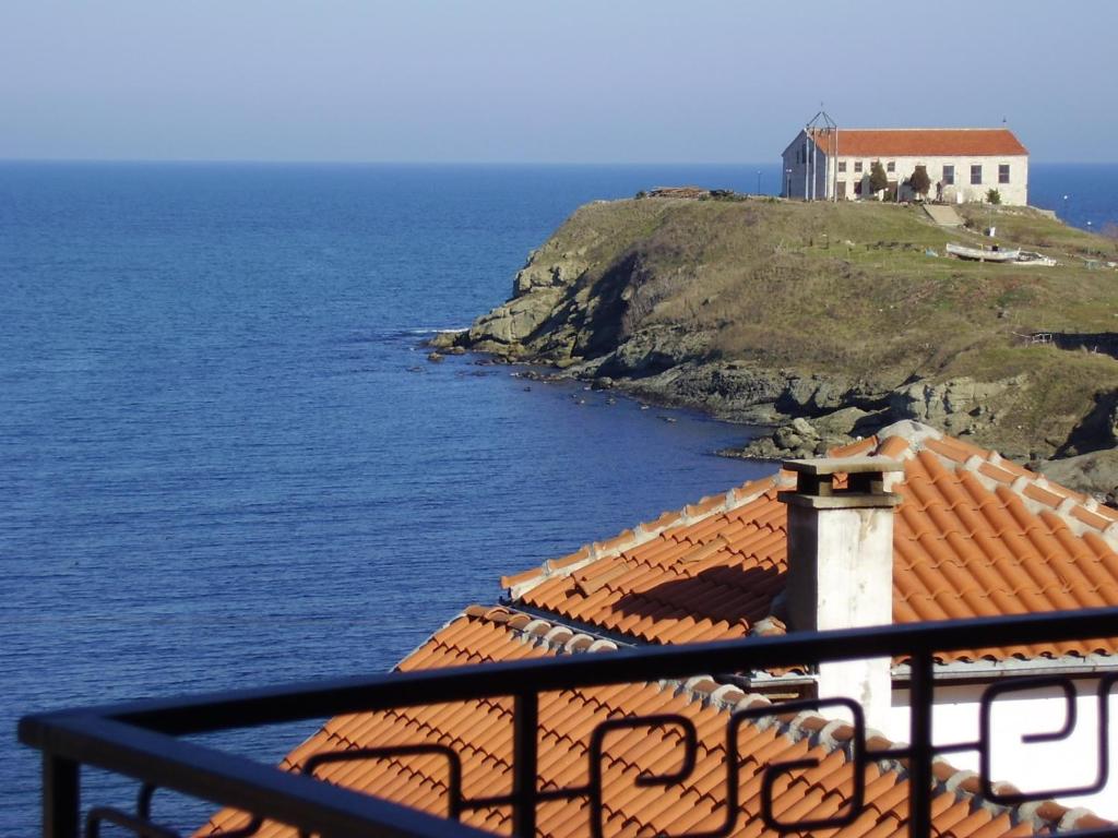 a view of the ocean from the roof of a house at Studio S - Vasiliko in Tsarevo