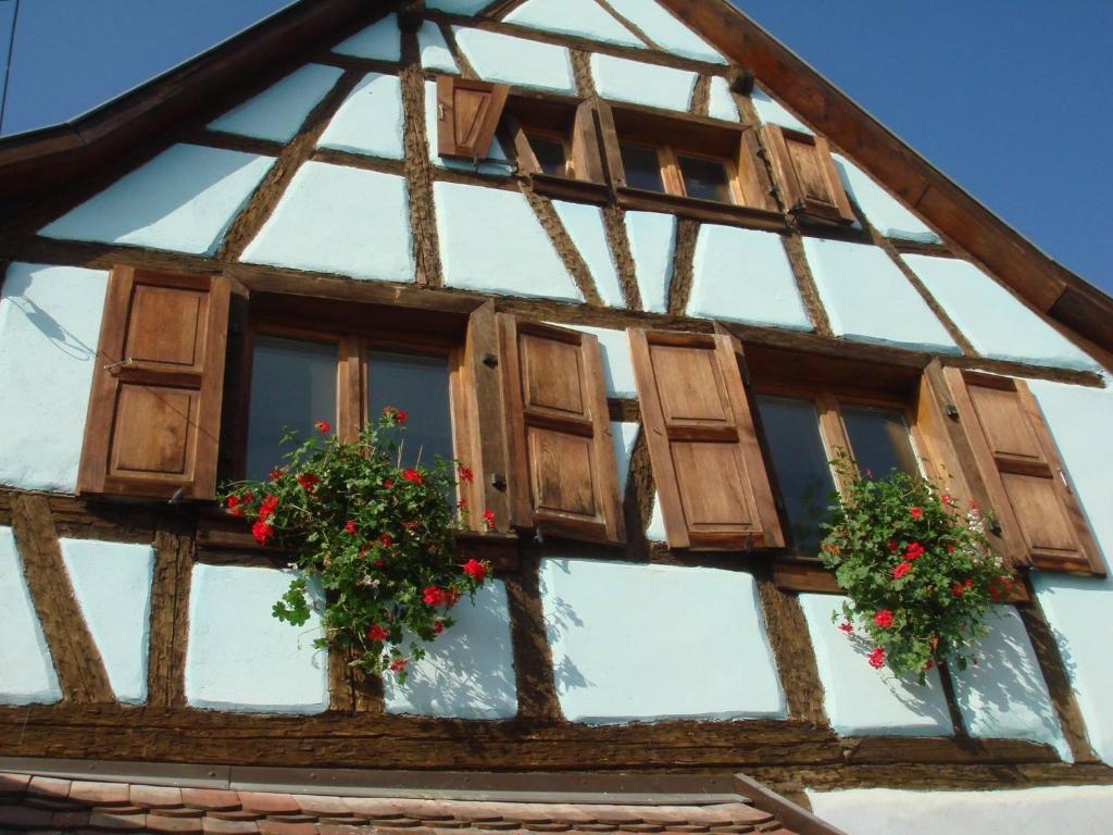 ベーブレンハイムにあるGîte Aux P'tits Cœurs d'Alsaceの花窓