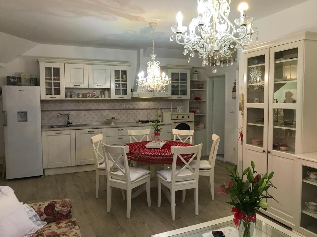 Kuchyň nebo kuchyňský kout v ubytování Domus Apartments