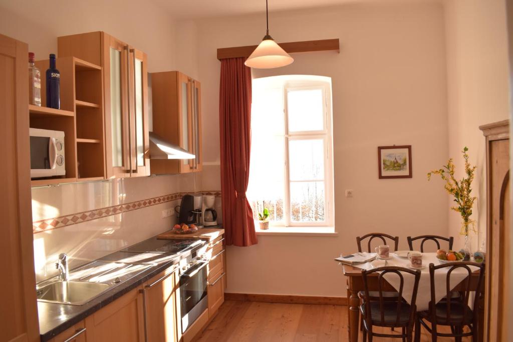Kuchyň nebo kuchyňský kout v ubytování Villa Frischmuth am See