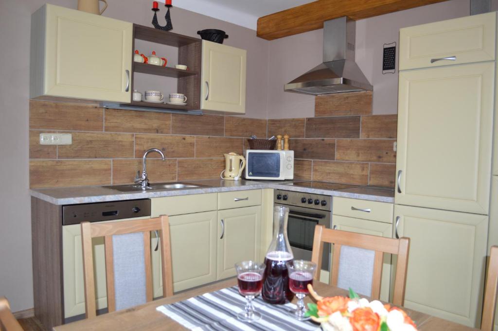 Kuchyň nebo kuchyňský kout v ubytování Apartmány Dana