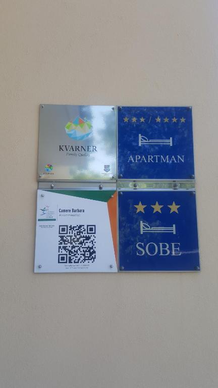 Certifikát, hodnocení, plakát nebo jiný dokument vystavený v ubytování Apartments Barbara