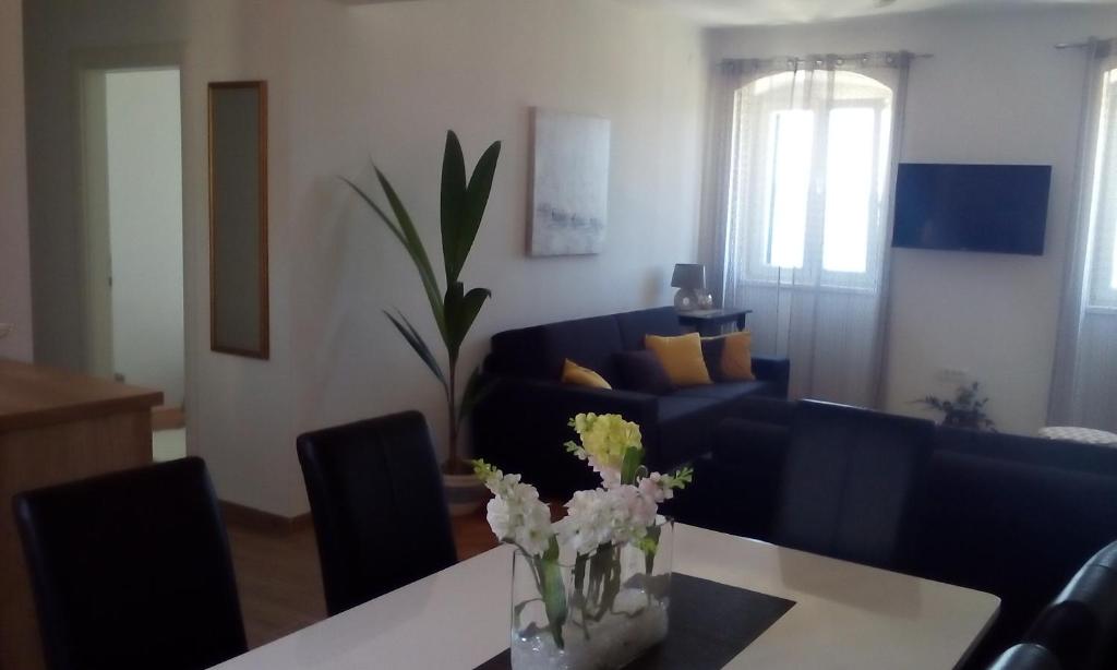 Televízia a/alebo spoločenská miestnosť v ubytovaní Apartments Nina Riva