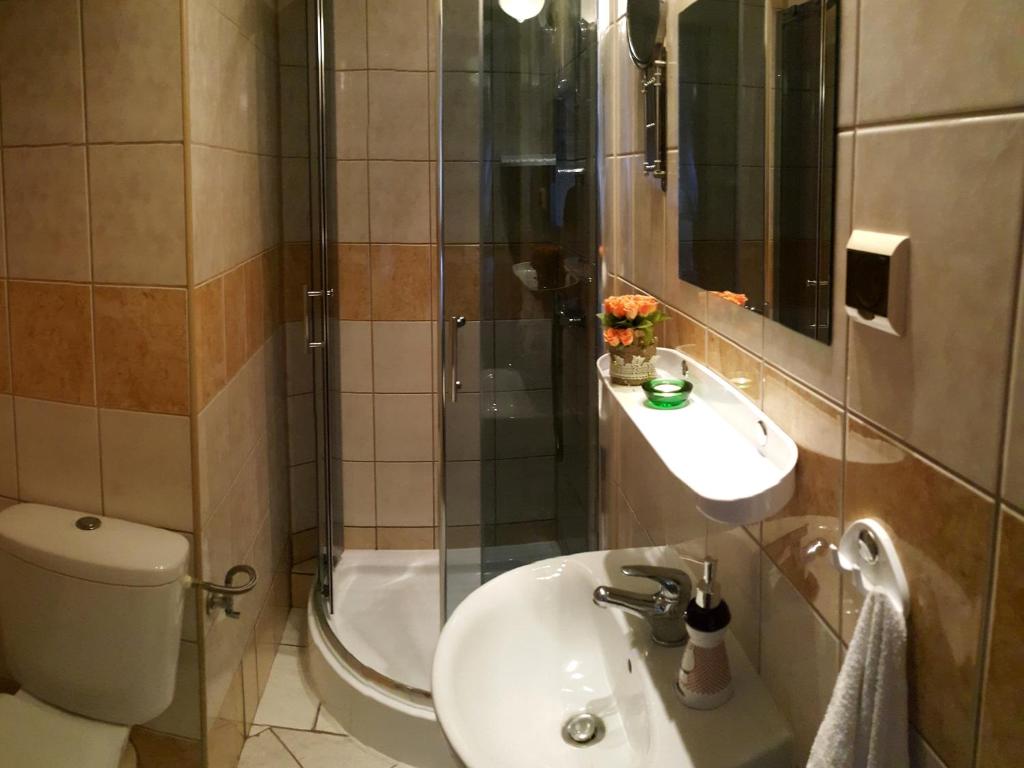 Koupelna v ubytování Zajazd Byczy Róg
