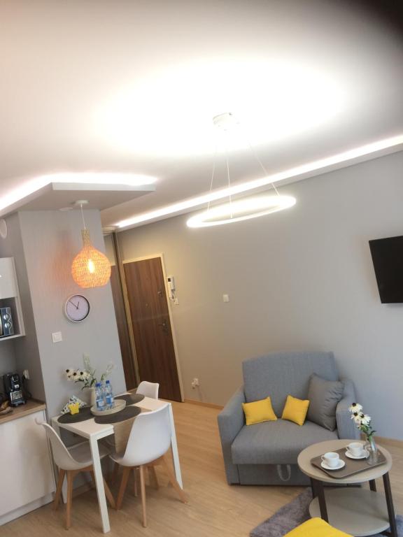 Televízia a/alebo spoločenská miestnosť v ubytovaní Apartament Nowa Motława & SPA
