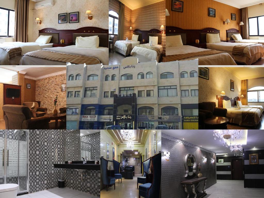 a collage of photos of a hotel room at Rana Palace in Amman