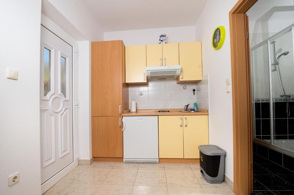 Kuchyň nebo kuchyňský kout v ubytování Apartments Ksenija