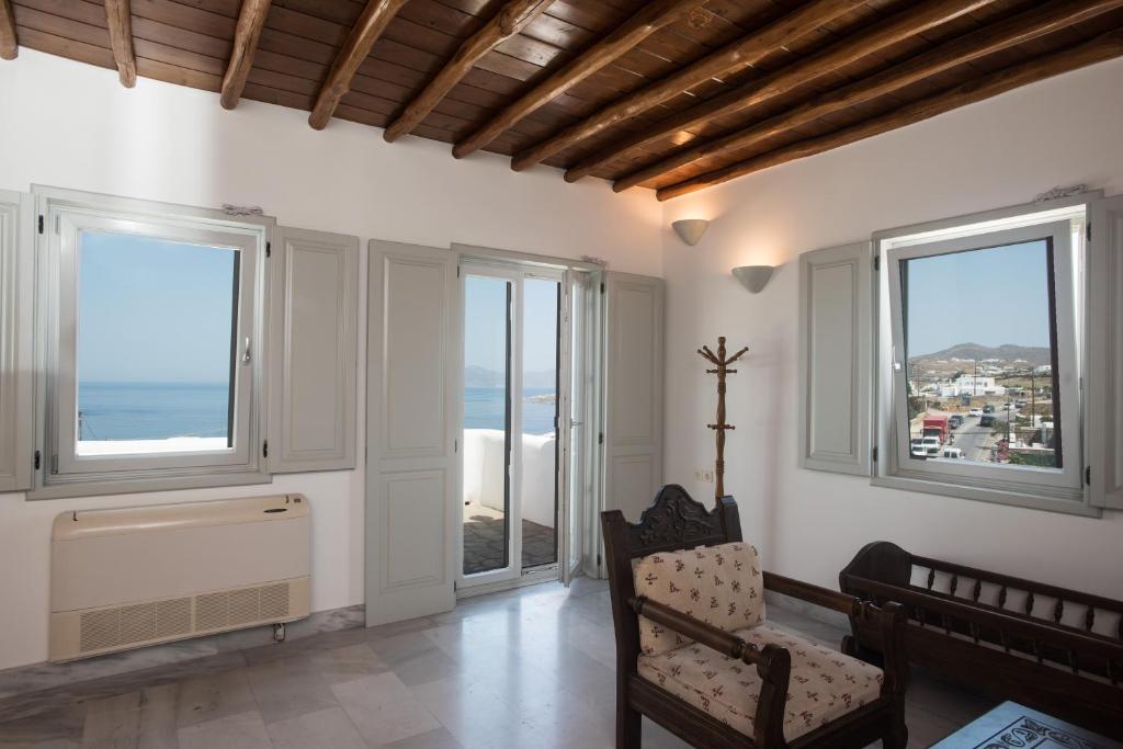 A seating area at Bleland Mykonos