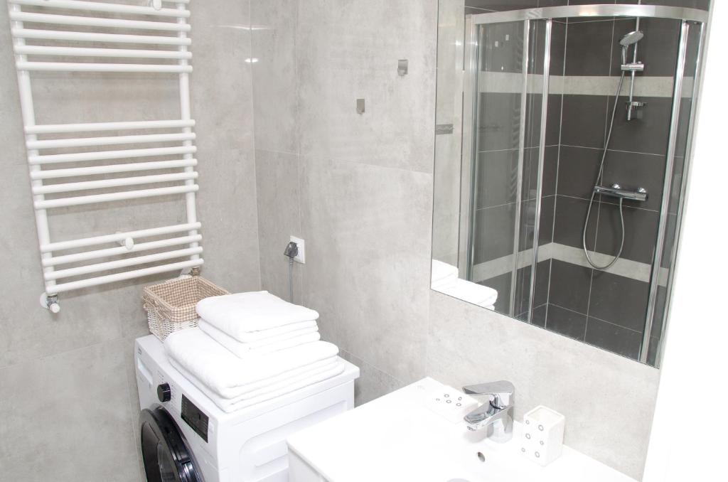 Kúpeľňa v ubytovaní Apartamenty Mariela-Kołobrzeg z garażem