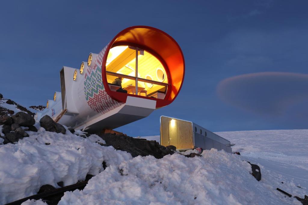 LeapRus Capsule Hotel during the winter