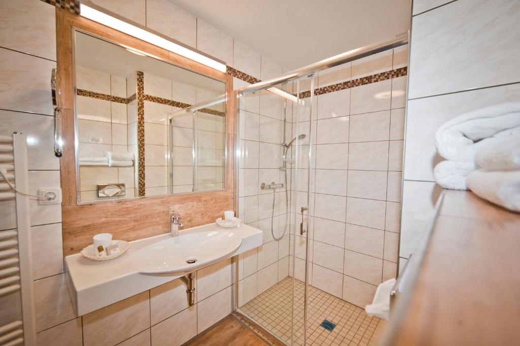 Koupelna v ubytování Hotel Medaillon