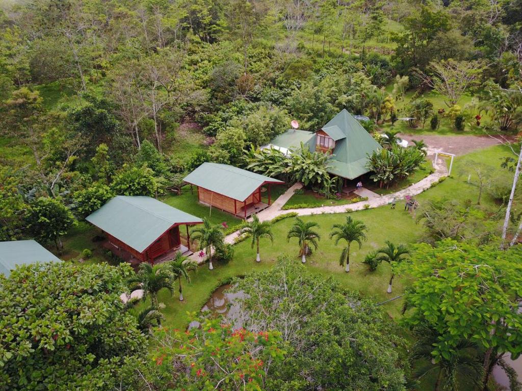 an aerial view of a house in a forest at Rincon Verde in Bijagua