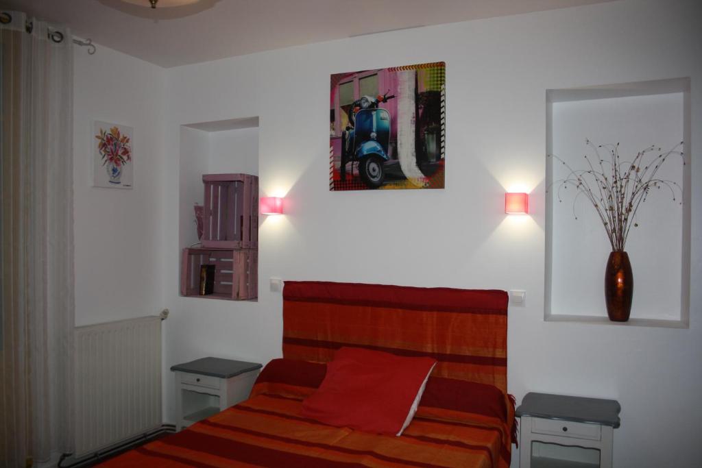 Postel nebo postele na pokoji v ubytování Mas de Bellegou