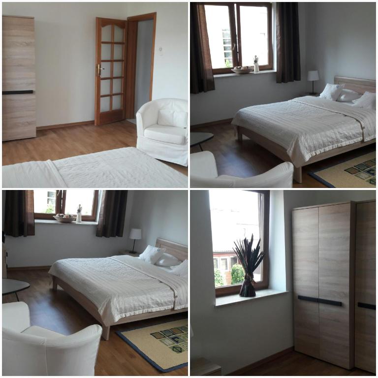 Posteľ alebo postele v izbe v ubytovaní Gdynia Orlowo Honey Apartment