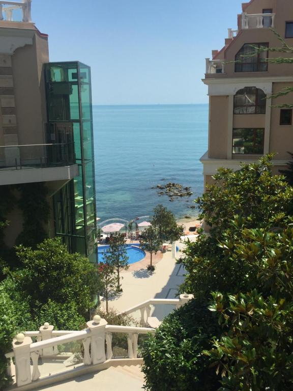 a view of the ocean from a building at La Mer Residence Beach Apartment in Golden Sands